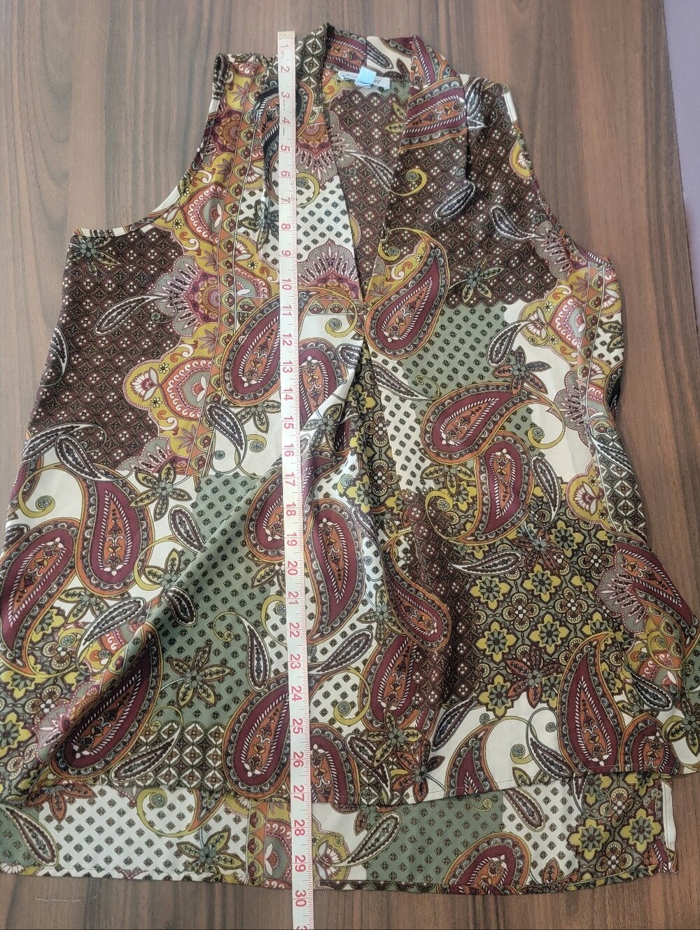 Floral & Ivy Paisley Sleeveless Patchwork Duster Vest S - Picture 5 of 7
